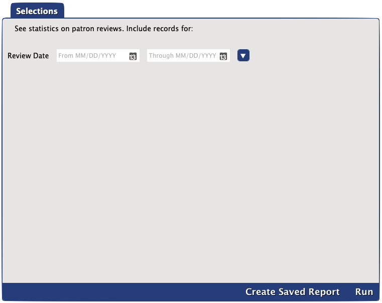 Review Analysis report Date Range Selections tab